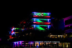 Congress Centrum Hamburg (CCH) at night